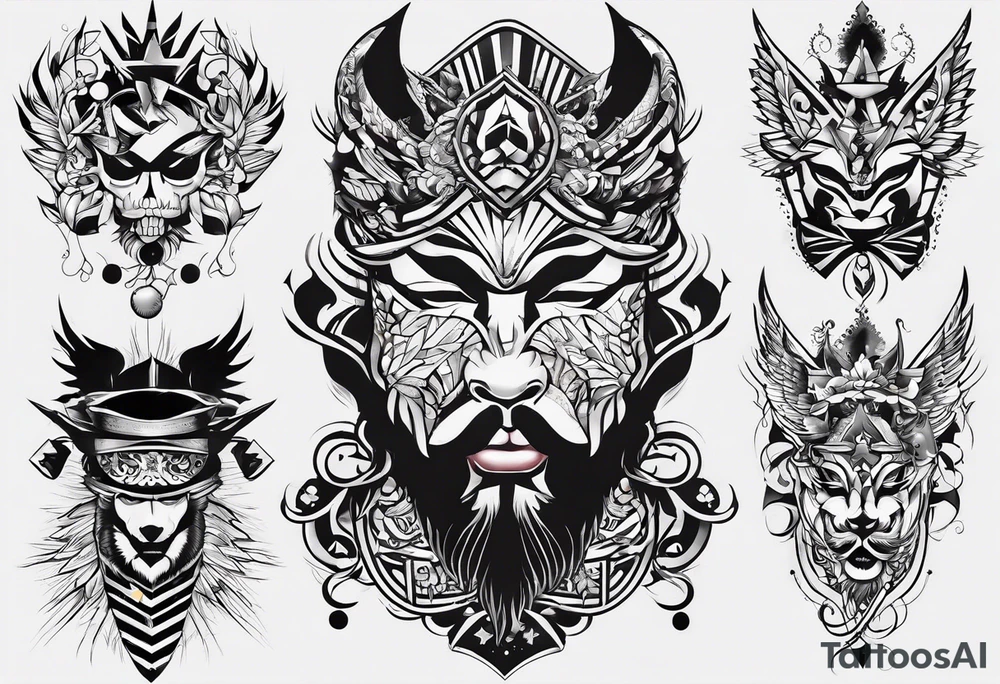 neck tattoo stencil about pain and struggle in new school or polka trash style tattoo idea