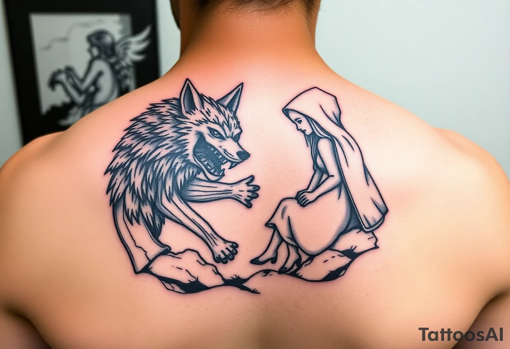 Little red riding hood and the big bad wolf hunting her tattoo idea