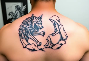 Little red riding hood and the big bad wolf hunting her tattoo idea