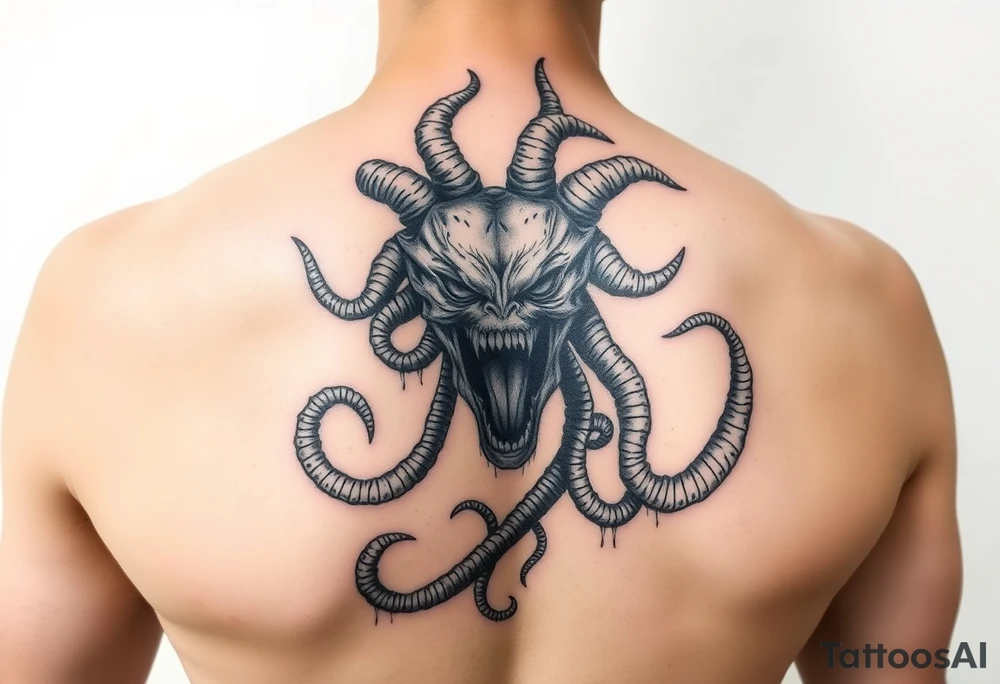 Dark screaming Medusa tattoo idea