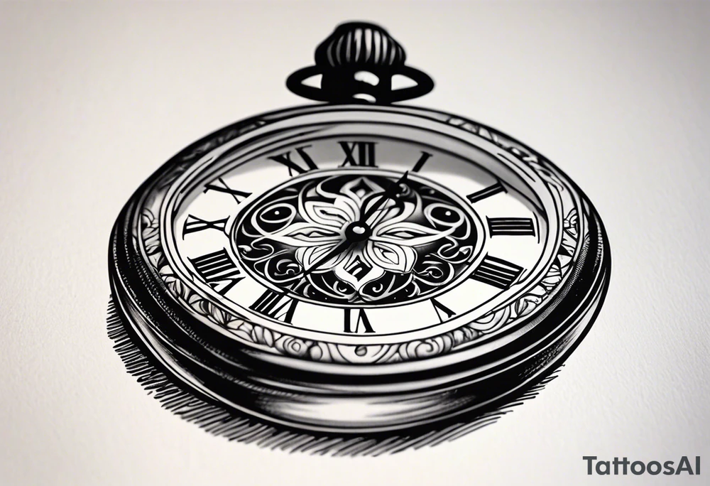 Pocket watch at 9:45 tattoo idea