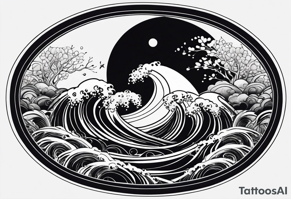 I want a tattoo of the ocean in circle tattoo idea