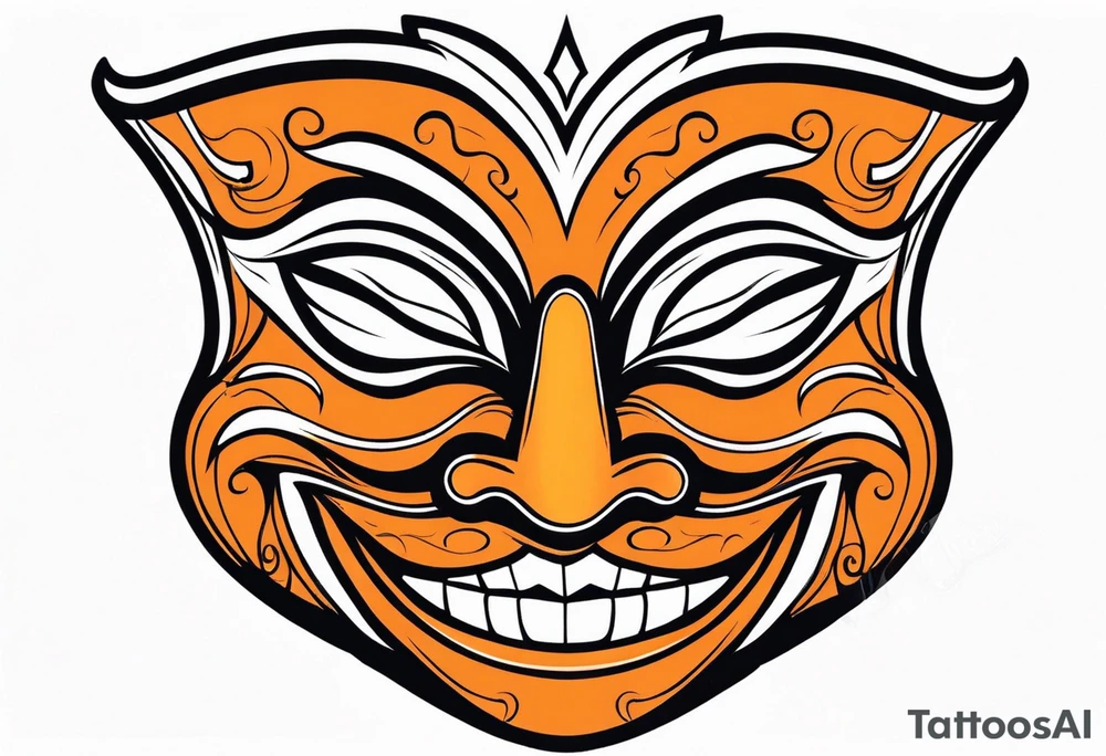 Laughing mask that is orange and black tattoo idea