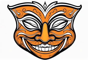 Laughing mask that is orange and black tattoo idea