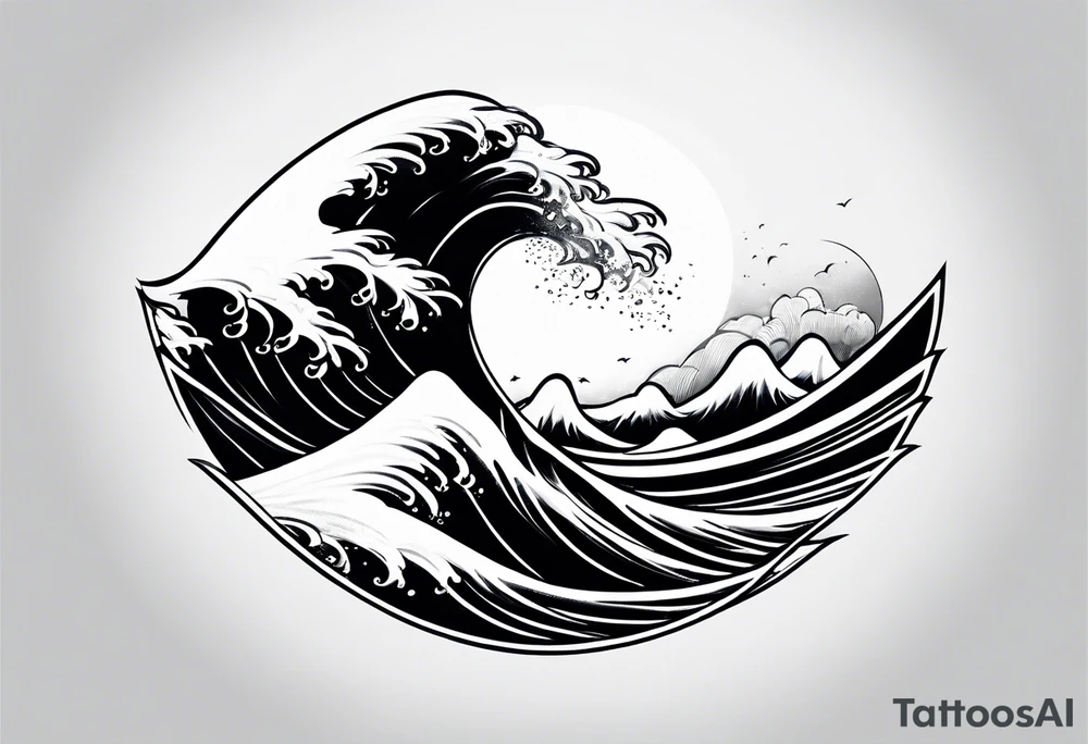wave  "come what may" written underneath in cursive outside forearm tattoo idea