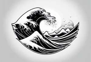 wave  "come what may" written underneath in cursive outside forearm tattoo idea