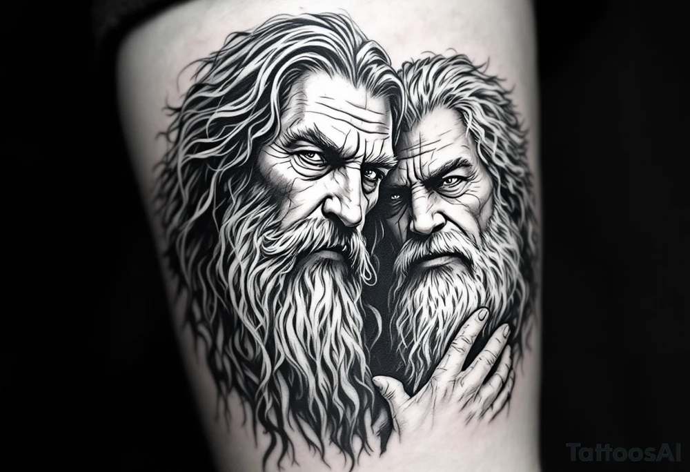 Gandalf and frodo journeying together tattoo idea