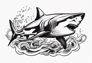White shark fighting an octopus tattoo idea
