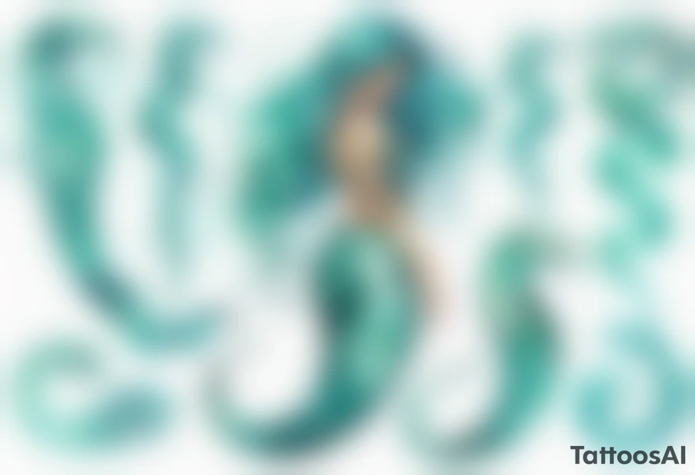 a turquois mermaid with a serpent tail tattoo idea