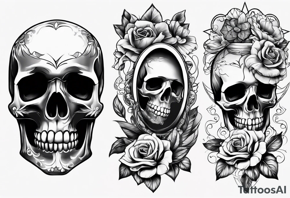 Memento mori writen skull sleeve tattoo design tattoo idea
