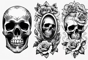 Memento mori writen skull sleeve tattoo design tattoo idea