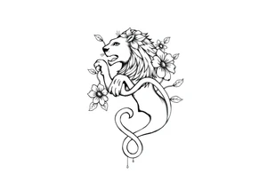 Celtic lion knot with flowers tattoo idea