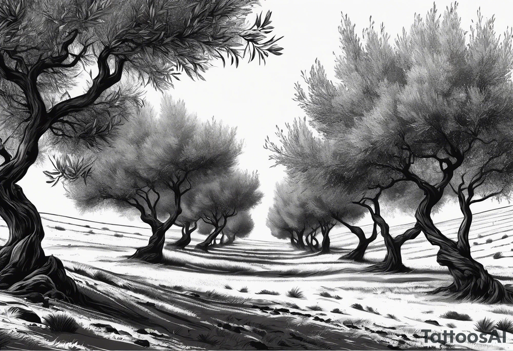 Olive trees individual leaves floating in the wind tattoo idea