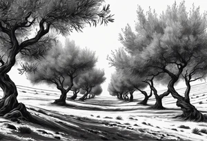 Olive trees individual leaves floating in the wind tattoo idea