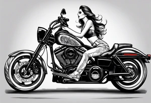 Bikergirl auf Motorrad tattoo idea