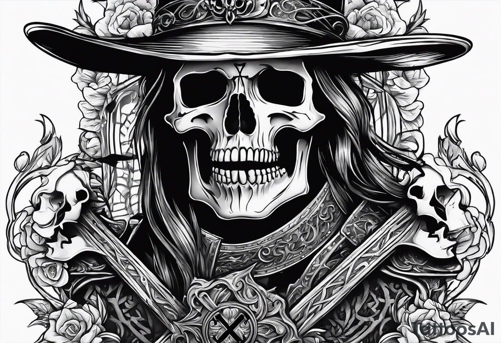skeleton dragging a cross tattoo idea