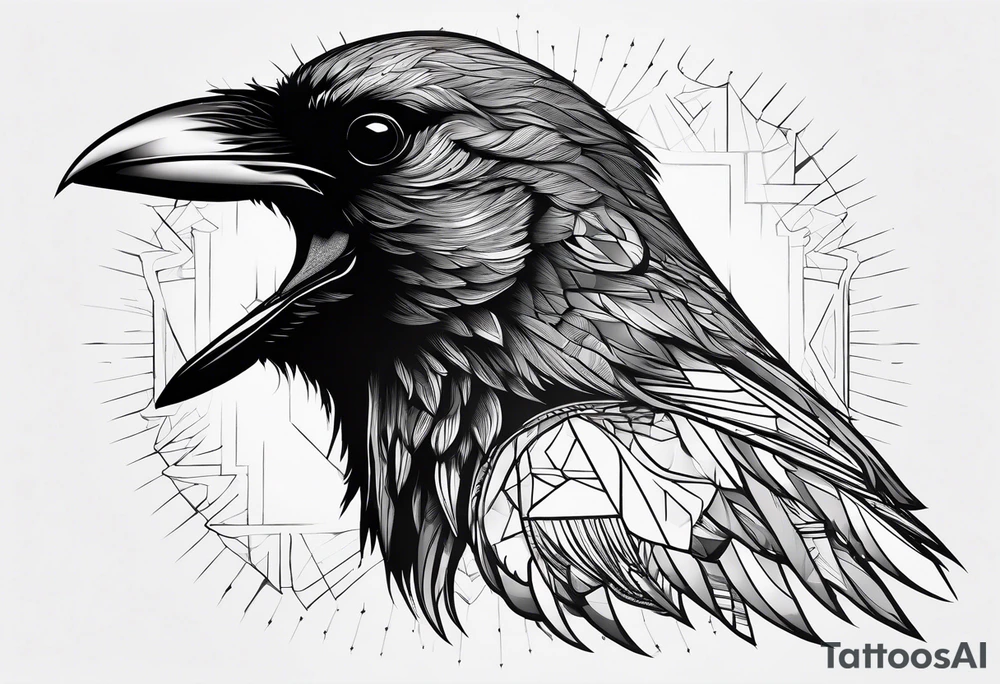 head of a crow outlines tattoo idea