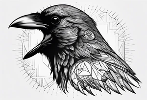 head of a crow outlines tattoo idea