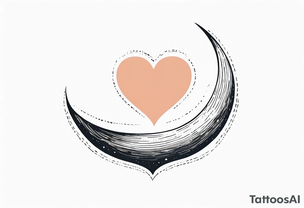 minimalistic Crescent moon with a love heart inside tattoo idea