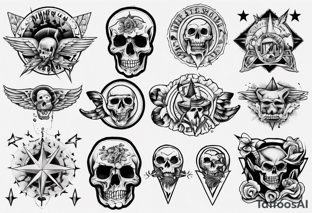 Different old-school-style tattoos tattoo idea