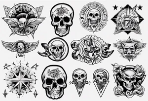 Different old-school-style tattoos tattoo idea