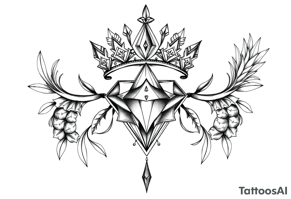 Pubic crown diamond vagina and anus pineapple tattoo idea
