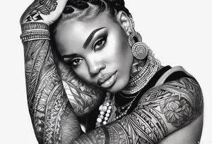 african, arm sleeve tattoo idea