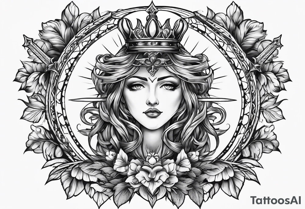 Sacred heart of marry with swords tattoo idea