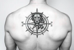 Compass lion illuminati tattoo idea