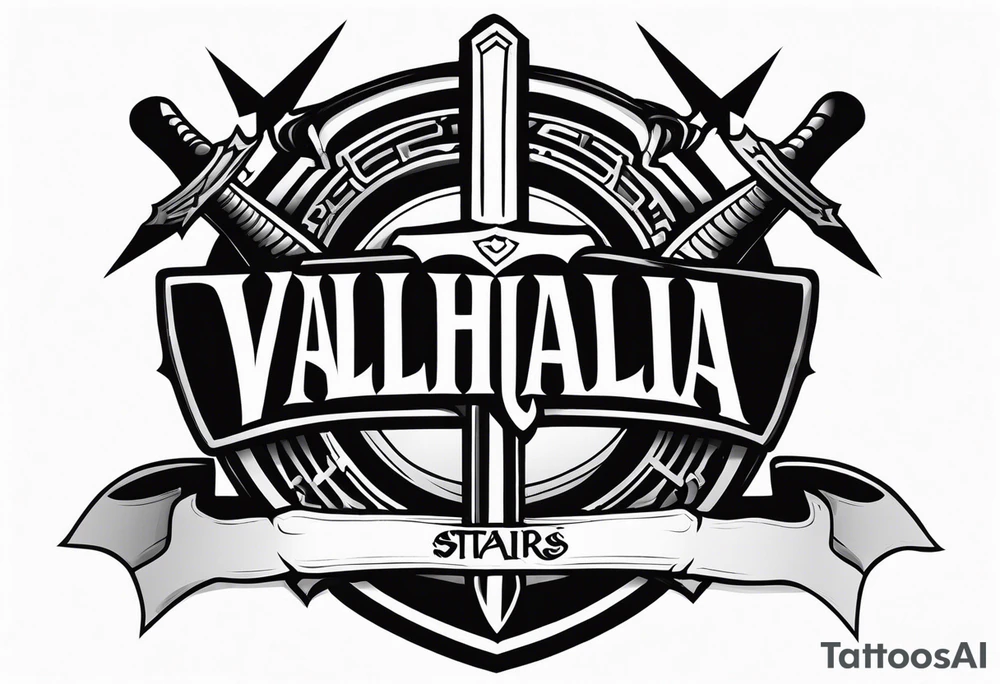 Valhalla Stairs sword shield tattoo idea