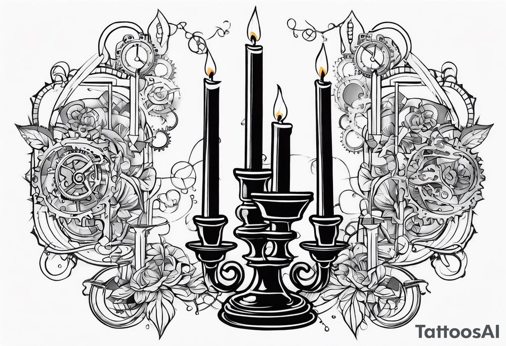 steampunk candle holder tattoo idea