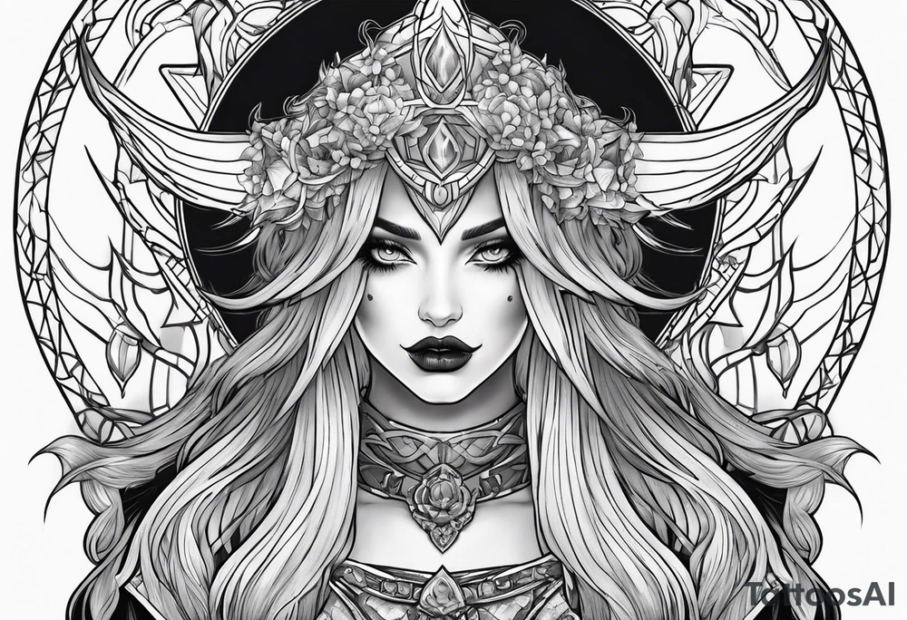Gothic toon like neo transgender greydcslr witch demon tattoo idea