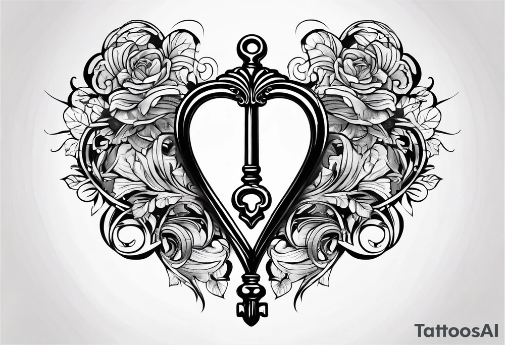 Heart shaped antique key tattoo idea