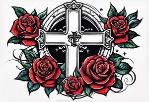I would like stars rose across in the middle of the cross it should say no you’re worth I would like My dad’s birthday 1996 30th of August tattoo idea