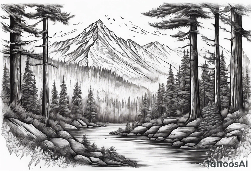 Forest in fire tattoo idea
