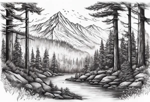 Forest in fire tattoo idea
