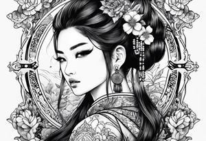 small ornate woman warrior floral  tattoo tattoo idea