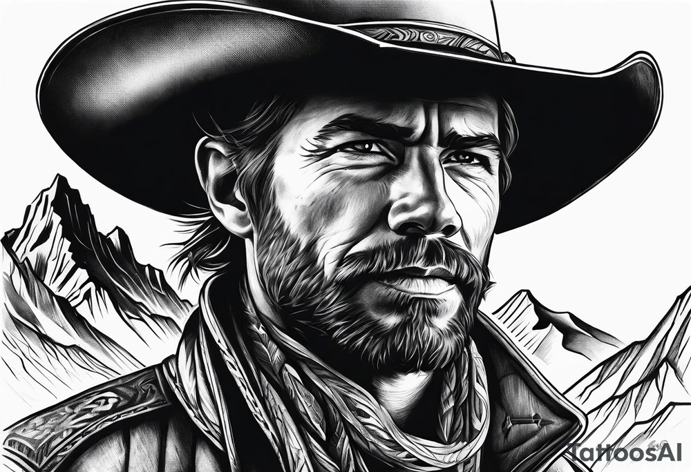 Mountains cowboy tattoo idea