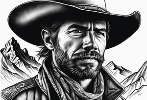 Mountains cowboy tattoo idea