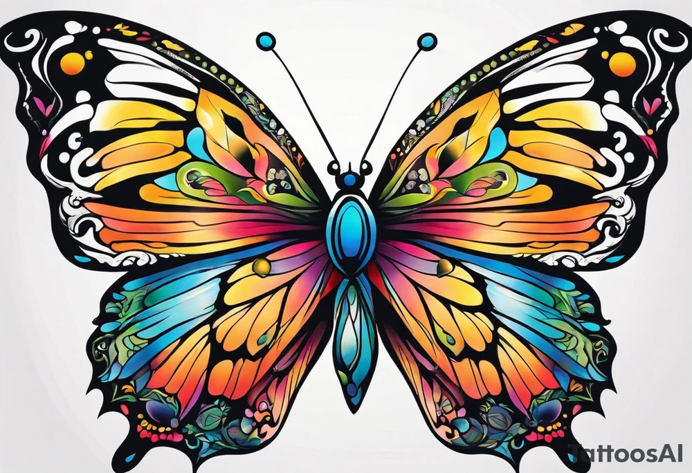 Beautiful butterfly. Flying.  very colorful and delicate. Profile tattoo idea