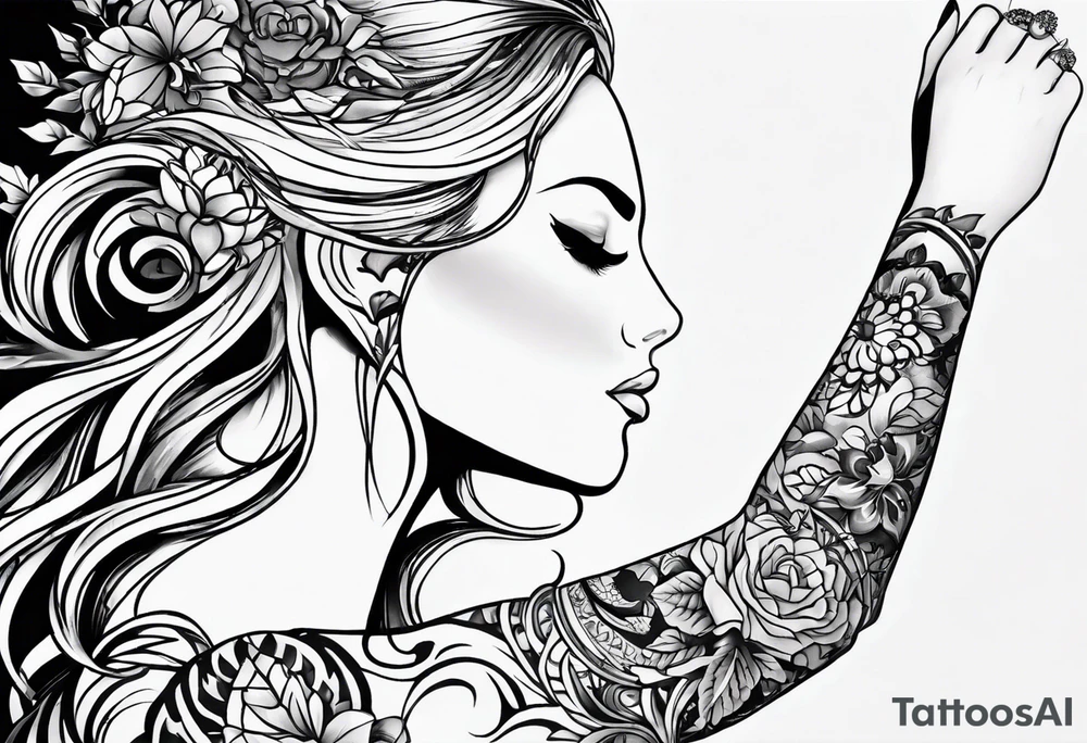 I want to get a tattoo on my entire right arm. The tattoo should have themes of freedom, love, affection, family, and time, and it should cover my entire right arm. tattoo idea
