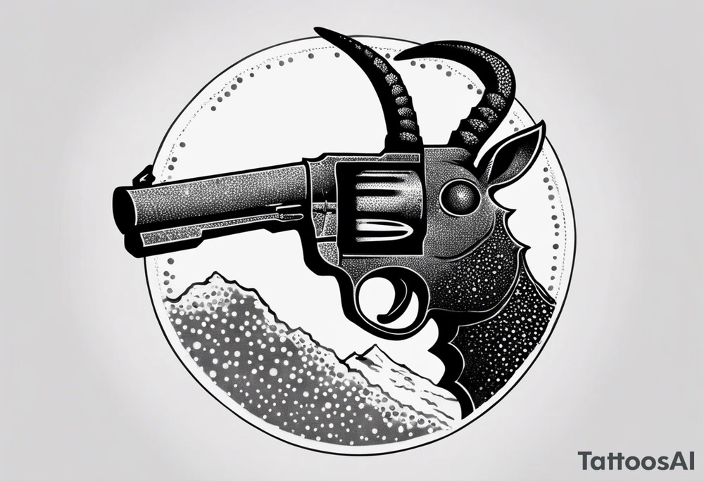 capricorn with sunglasses and gun tattoo idea