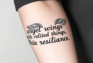 angel wings with related things. Write resilience tattoo idea