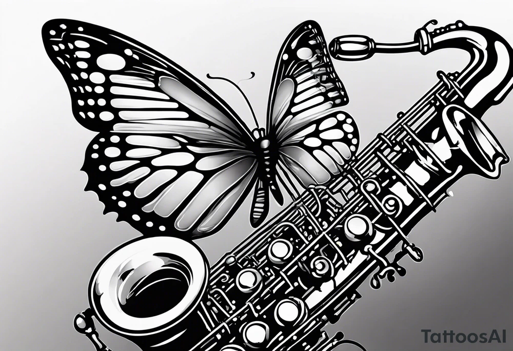 Saxophone, butterfly, rainbow, computer keyboard tattoo idea