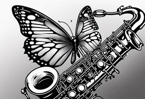 Saxophone, butterfly, rainbow, computer keyboard tattoo idea