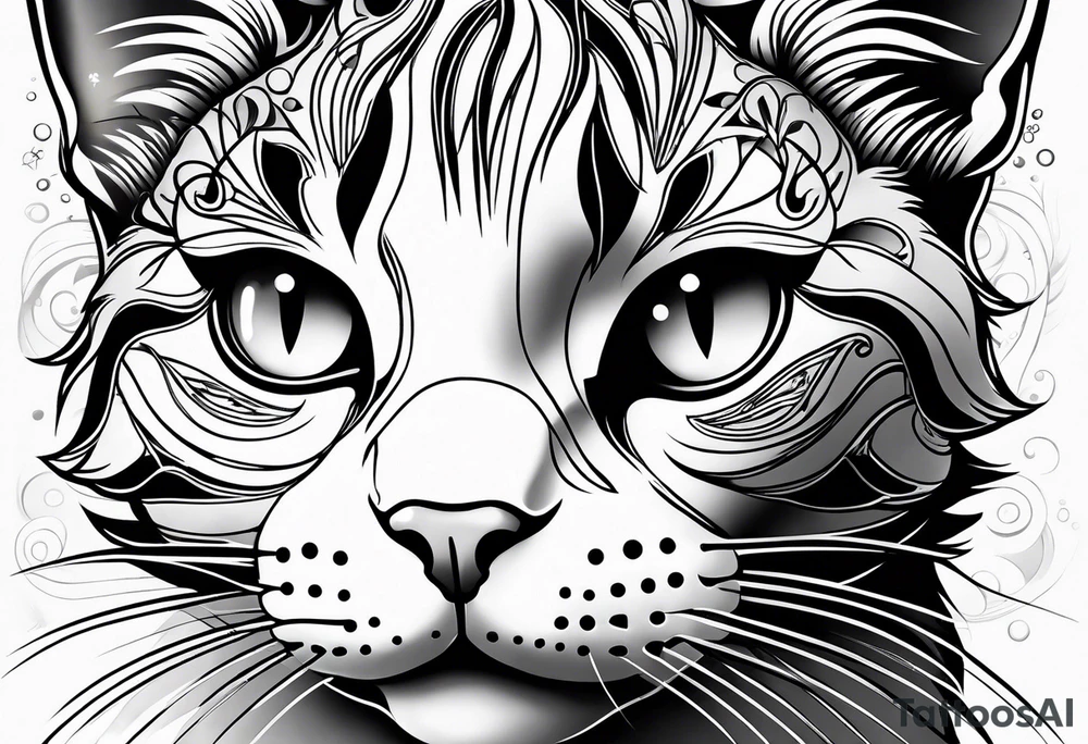 Black and white cat tattoo idea