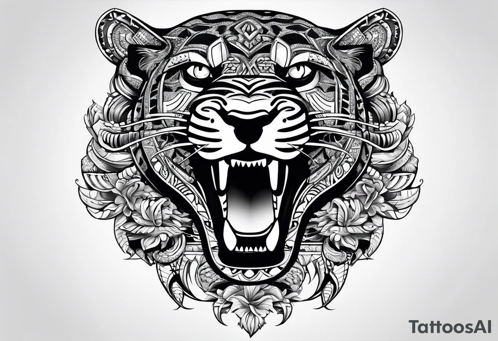 aztec black jaguar with snake tattoo idea