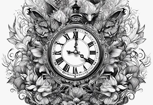 fight beasts in clock big tattoo idea