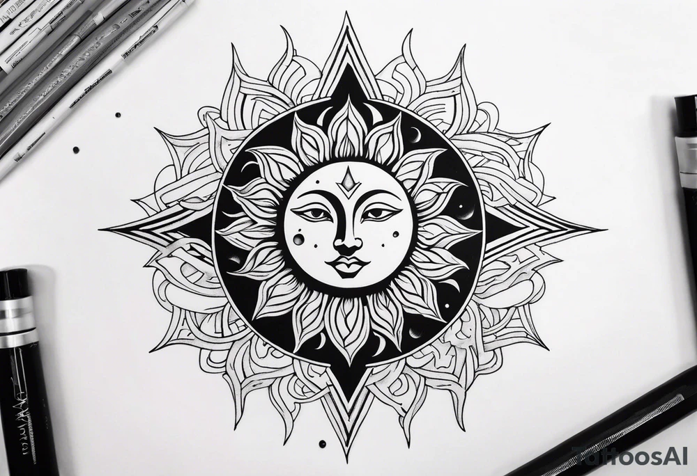 Sun and moon tattoo idea