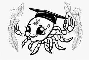 cute scorpion with a graduation cap with 2023 tattoo idea